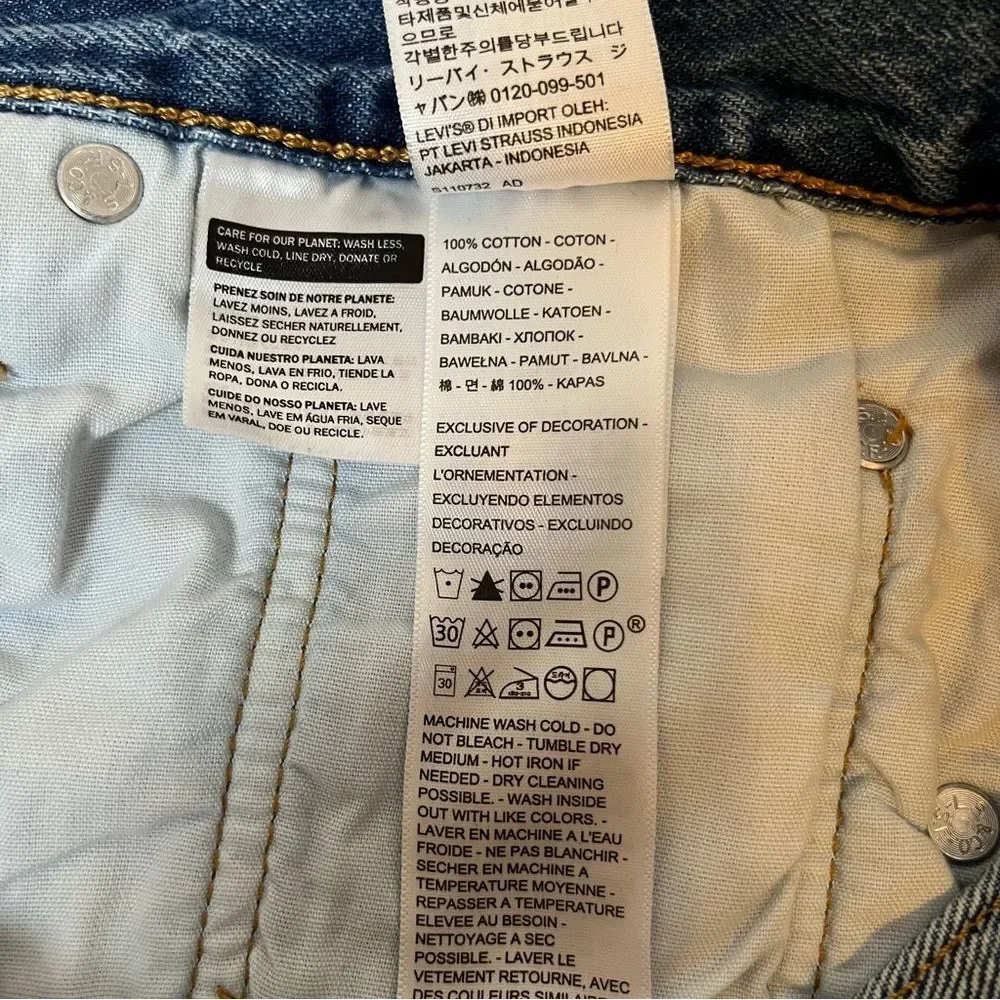 Levi’s 501 Denim Cutoff Shorts 28 Blue Distressed Boho Grunge Button Fly